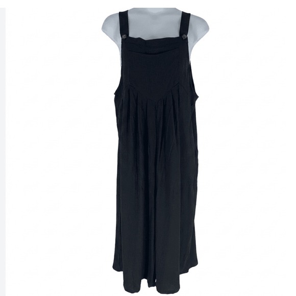 Dokotoo Pants - Dokotoo 2X Black Wide Leg Jumpsuit Pockets Bib Front Casual